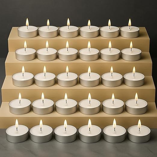 Tealight Candles Unscented White Long-Burning, Smokeless, Wax Candles for Home Décor | Festive Lighting | Candles for Diwali Decoration | Aromatherapy & Relaxation | Tea Light Candle (WHITE-PACK-20)