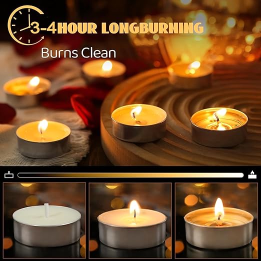 Tealight Candles Unscented White Long-Burning, Smokeless, Wax Candles for Home Décor | Festive Lighting | Candles for Diwali Decoration | Aromatherapy & Relaxation | Tea Light Candle (WHITE-PACK-20)