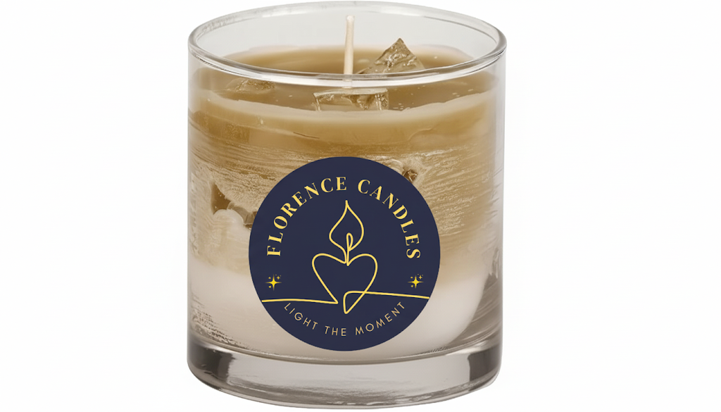 PROSPERRO LUMO by Florence Candles Latte Coffee Scented Candle, Paraffin Wax and Gel Wax as ice Cubes- Coffee, Chocolate and Vanilla (Vanilla Latte)
