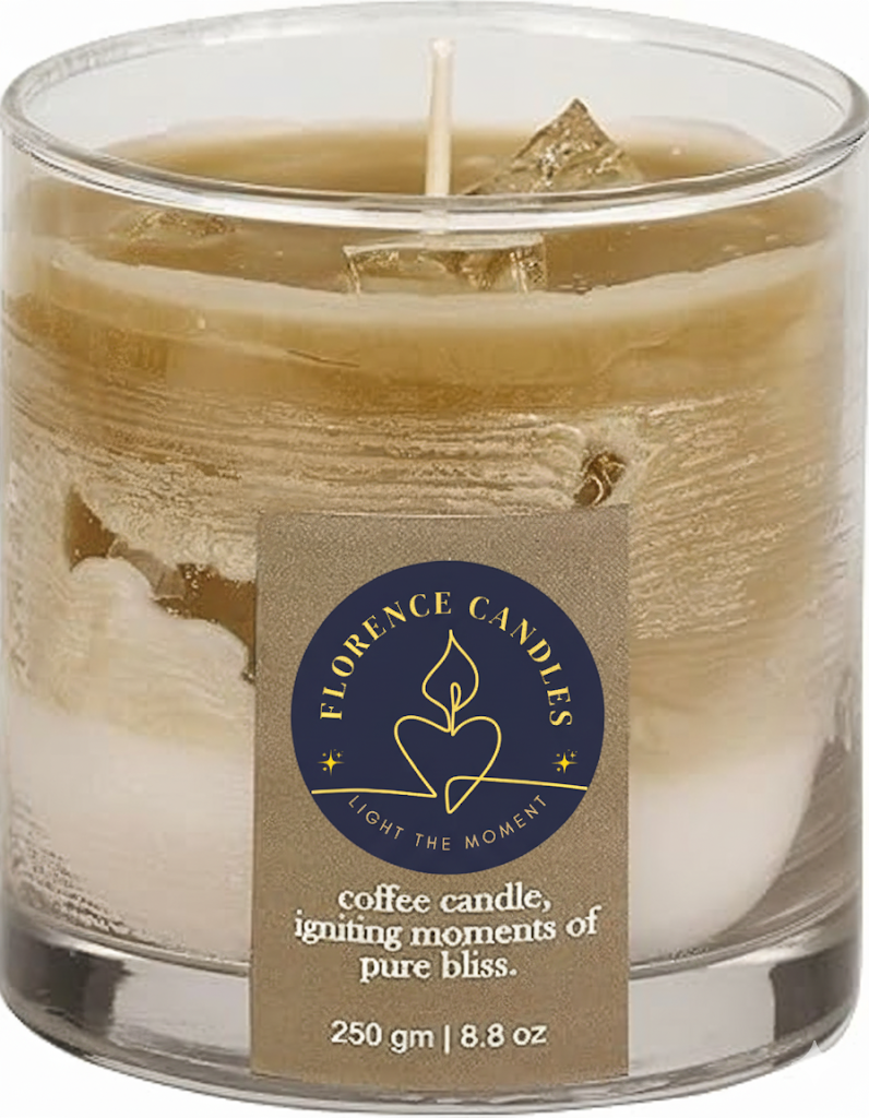 PROSPERRO LUMO by Florence Candles Latte Coffee Scented Candle, Paraffin Wax and Gel Wax as ice Cubes- Coffee, Chocolate and Vanilla (Vanilla Latte)