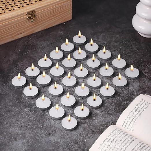 Tealight Candles Unscented White Long-Burning, Smokeless, Wax Candles for Home Décor | Festive Lighting | Candles for Diwali Decoration | Aromatherapy &amp; Relaxation | Tea Light Candle (WHITE-PACK-20)
