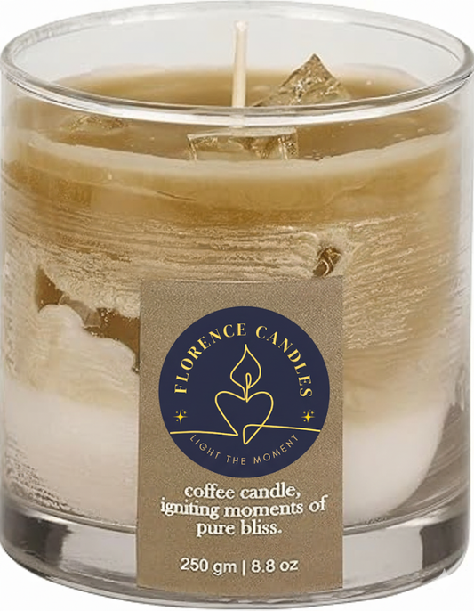 PROSPERRO LUMO by Florence Candles Latte Coffee Scented Candle, Paraffin Wax and Gel Wax as ice Cubes- Coffee, Chocolate and Vanilla (Vanilla Latte)